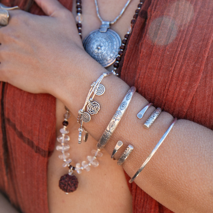 Gorgeous Thai Hill Tribe Silver Printed Bangle