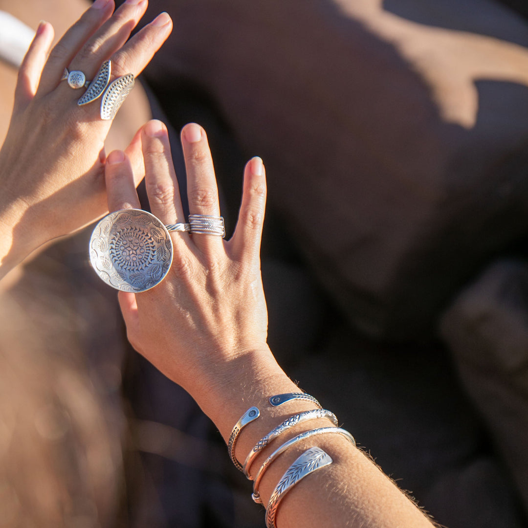 Thai Hill Tribe Silver Shield Ring Adjustable – Juno Stone and