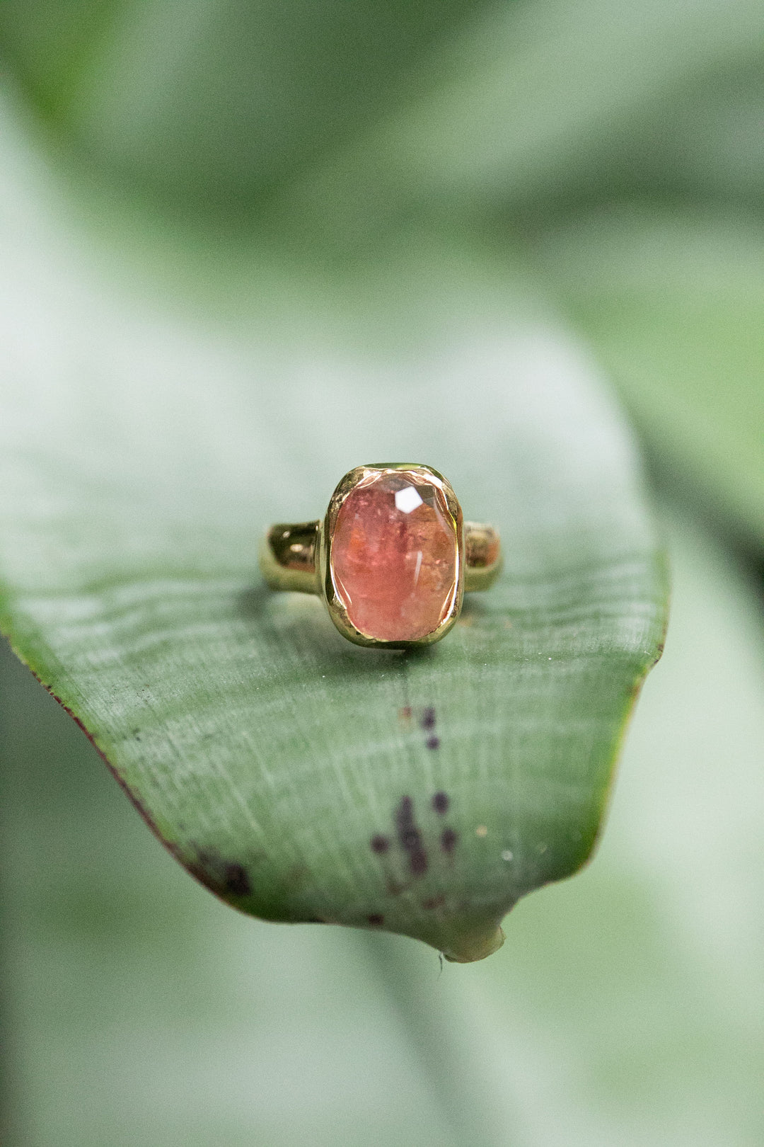 Reserved for Mimi*** Faceted Pink Tourmaline Ring in Gold Plated Sterling Silver - Size 9 US