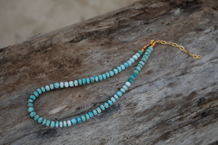 Beaded Larimar and Gold Vermeil Necklace