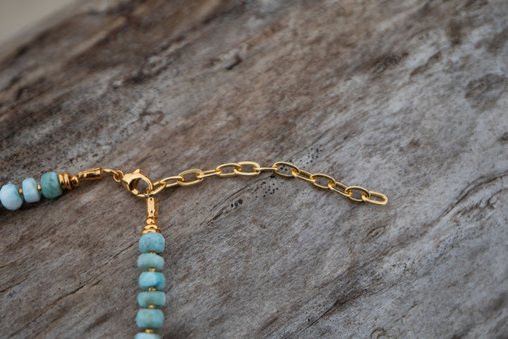 Beaded Larimar and Gold Vermeil Necklace