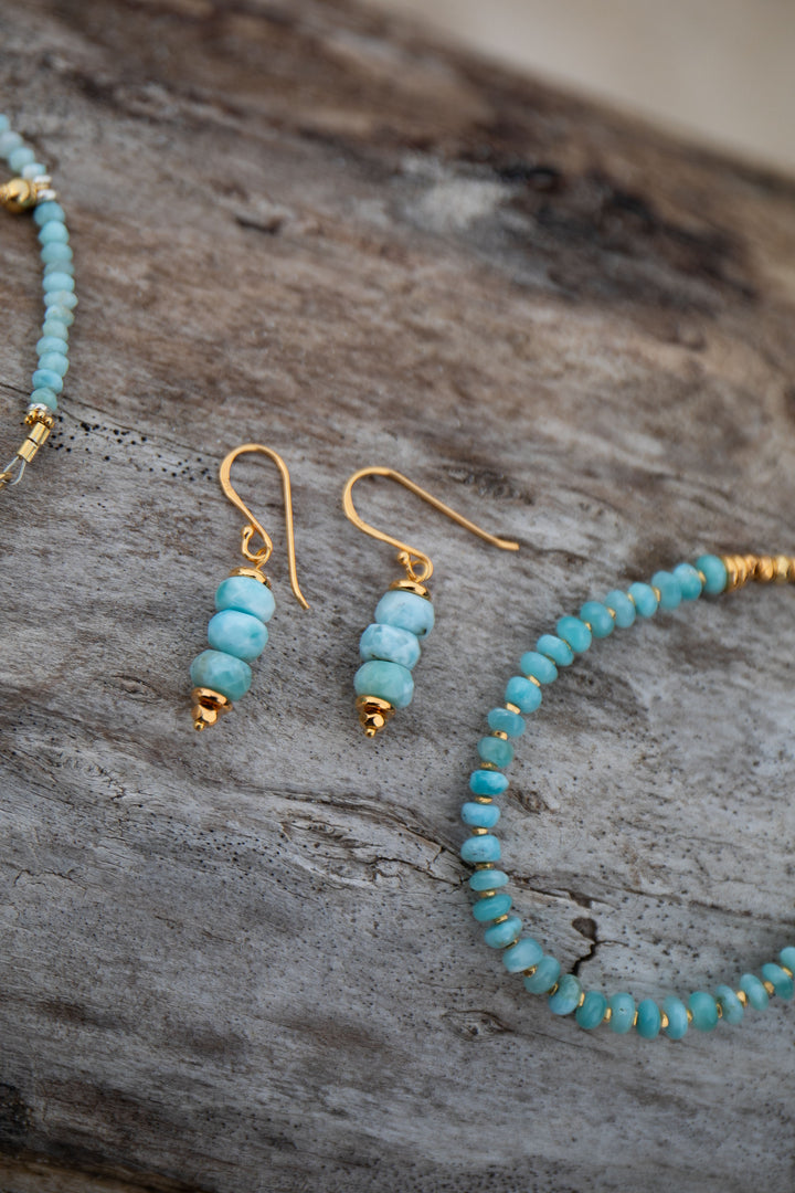Larimar Earrings with Gold Vermeil