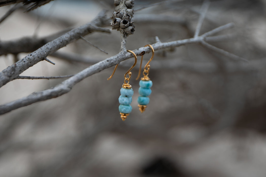 Larimar Earrings with Gold Vermeil