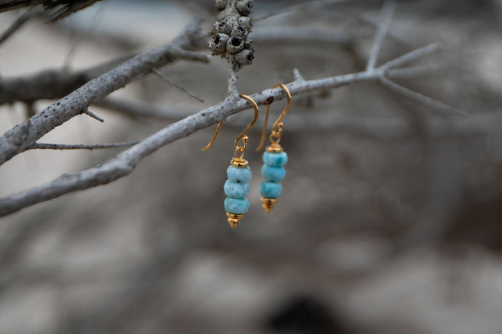 Larimar Earrings with Gold Vermeil