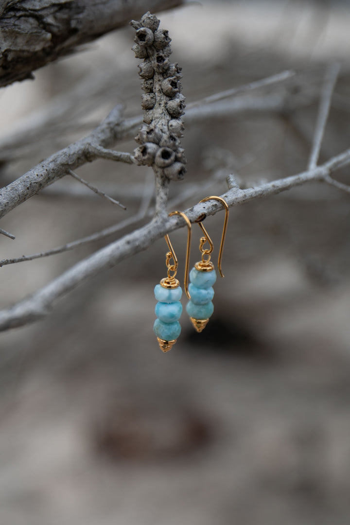 Larimar Earrings with Gold Vermeil