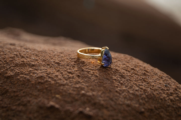 Faceted Iolite Ring in Gold Plated Sterling Silver - Size 9 US
