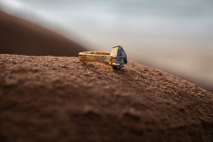 Faceted Iolite Ring in Gold Plated Sterling Silver - Size 9 US