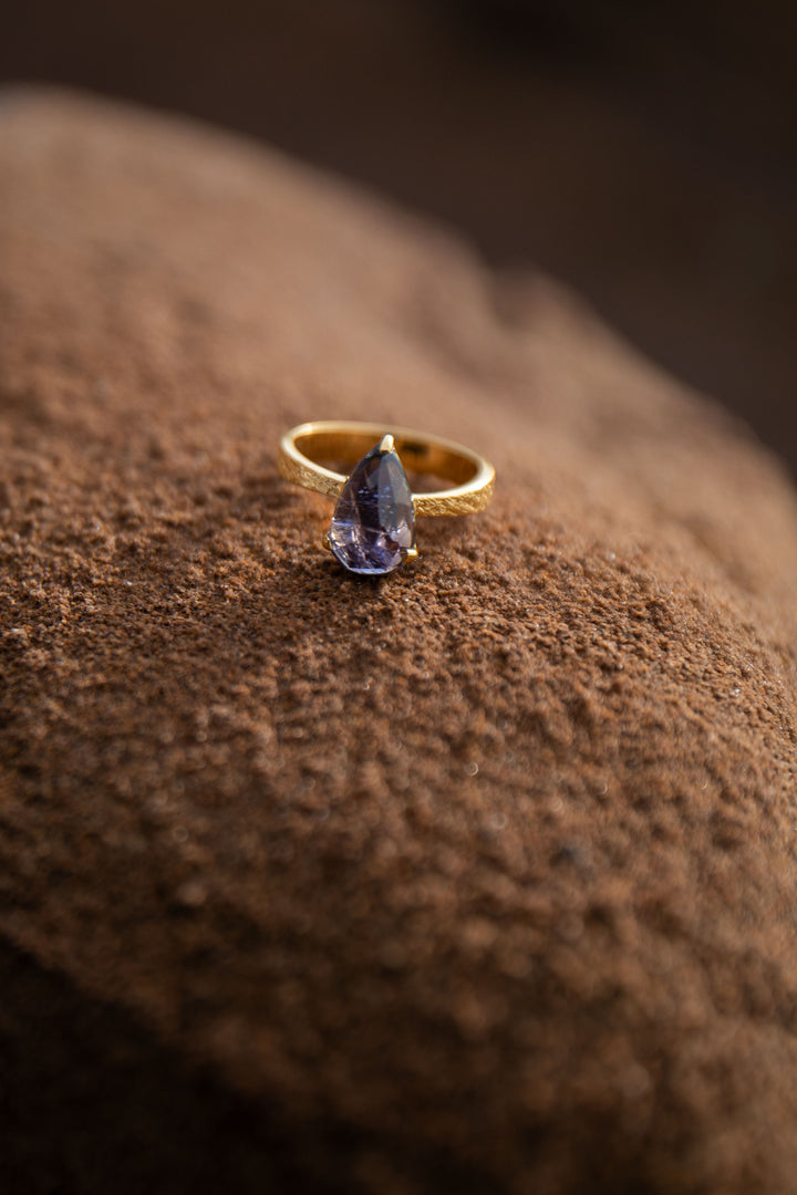 Faceted Iolite Ring in Gold Plated Sterling Silver - Size 9 US