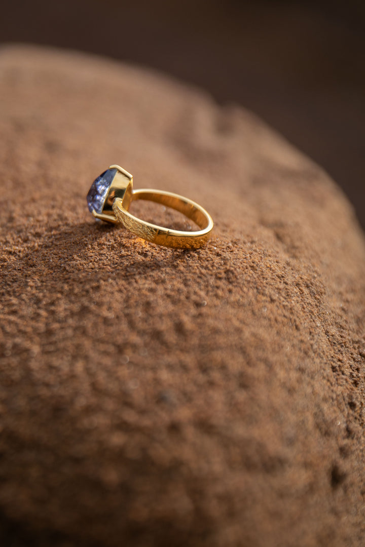 Faceted Iolite Ring in Gold Plated Sterling Silver - Size 9 US