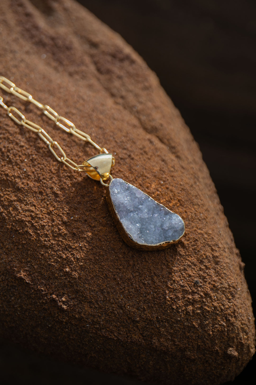 Druzy Pendant in Gold Plated Sterling Silver