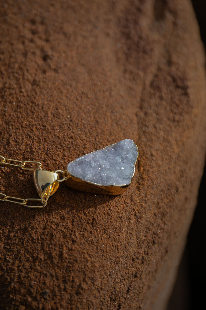 Druzy Pendant in Gold Plated Sterling Silver