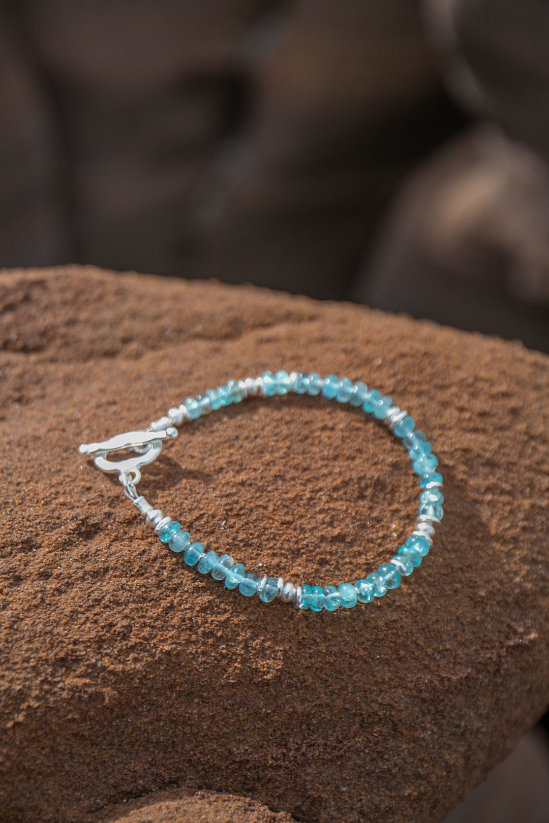Beaded Apatite Bracelet with Thai Hill Tribe Silver Beads