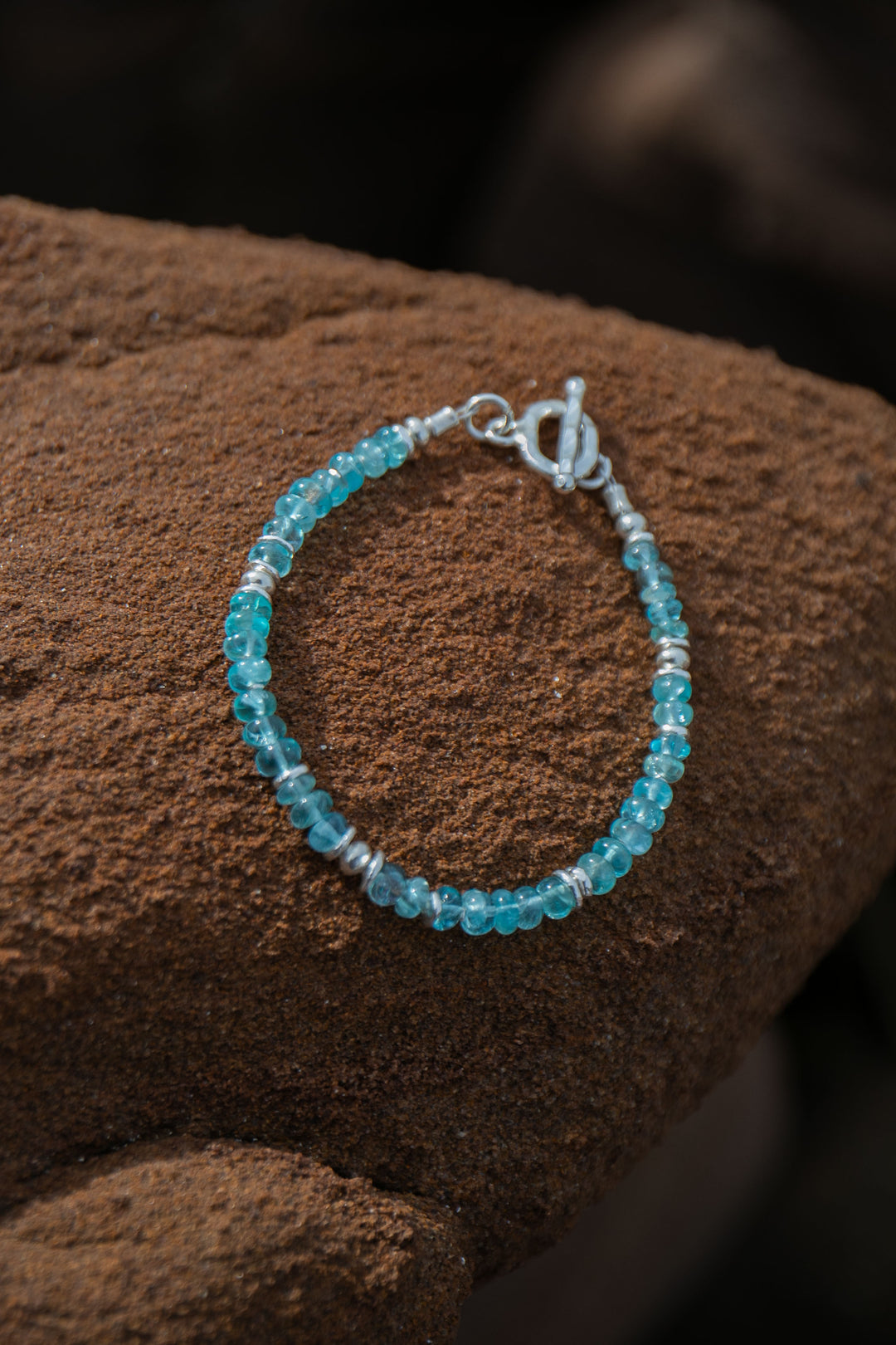 Beaded Apatite Bracelet with Thai Hill Tribe Silver Beads