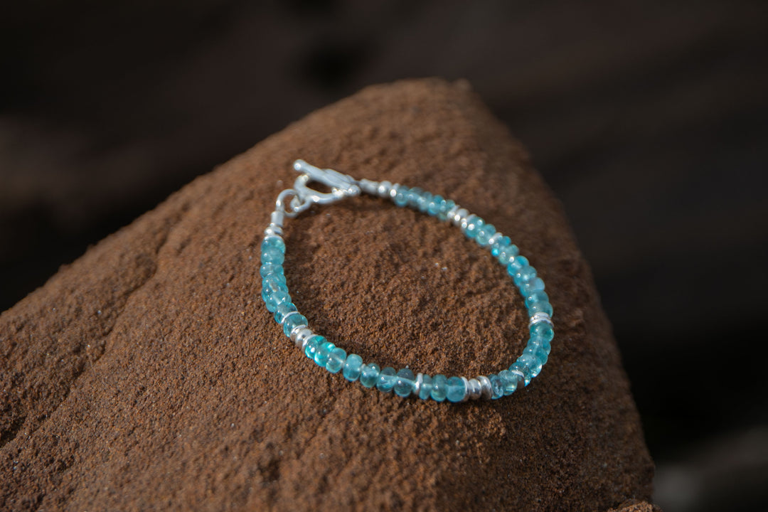 Beaded Apatite Bracelet with Thai Hill Tribe Silver Beads