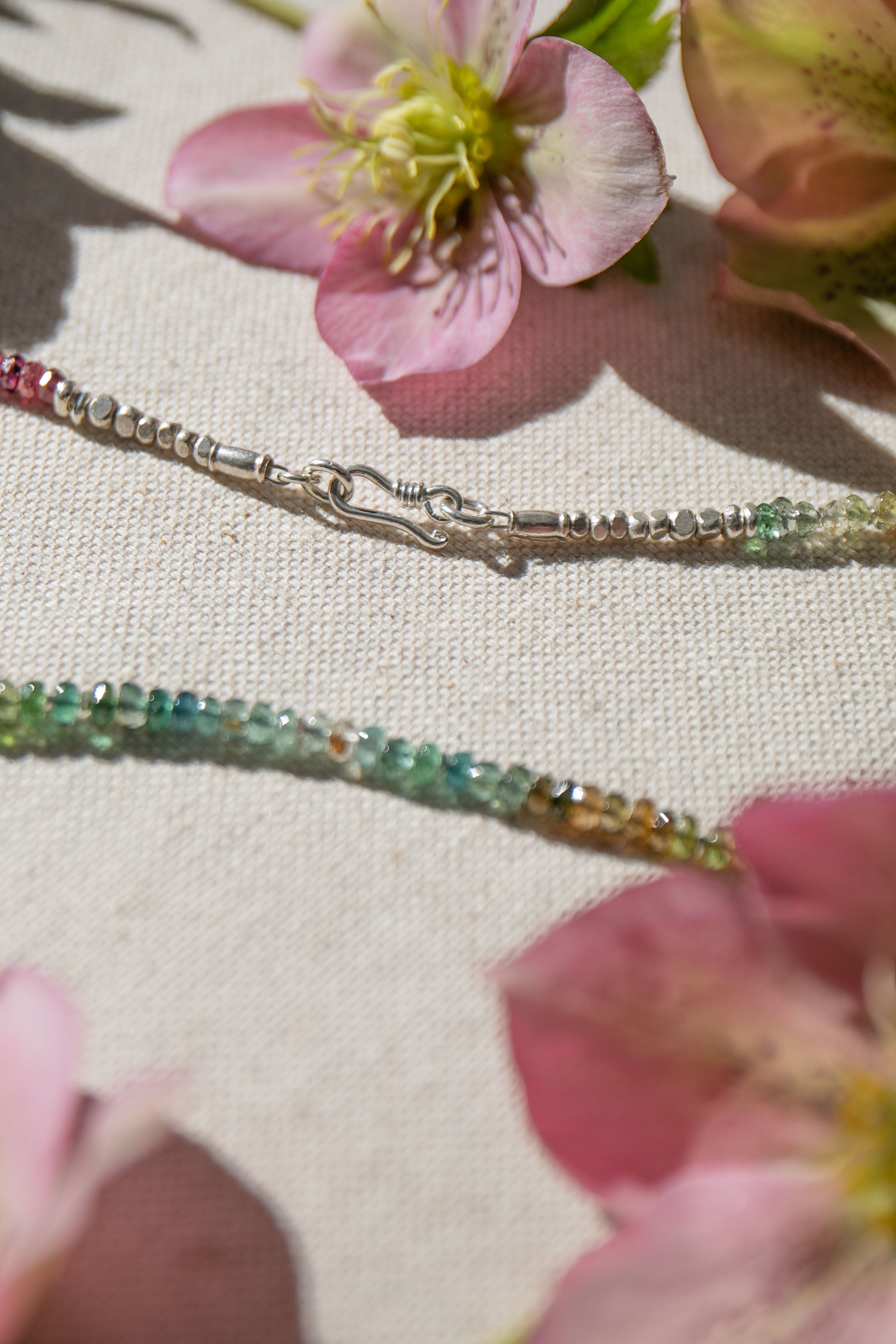 Graduated Watermelon Tourmaline & Sterling buy Silver Necklace