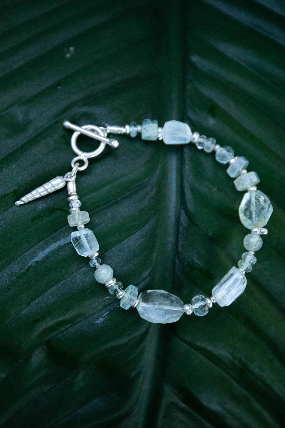 Mixed Aquamarine Bracelet with Thai Hill Tribe Silver