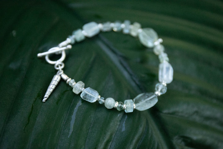 Mixed Aquamarine Bracelet with Thai Hill Tribe Silver