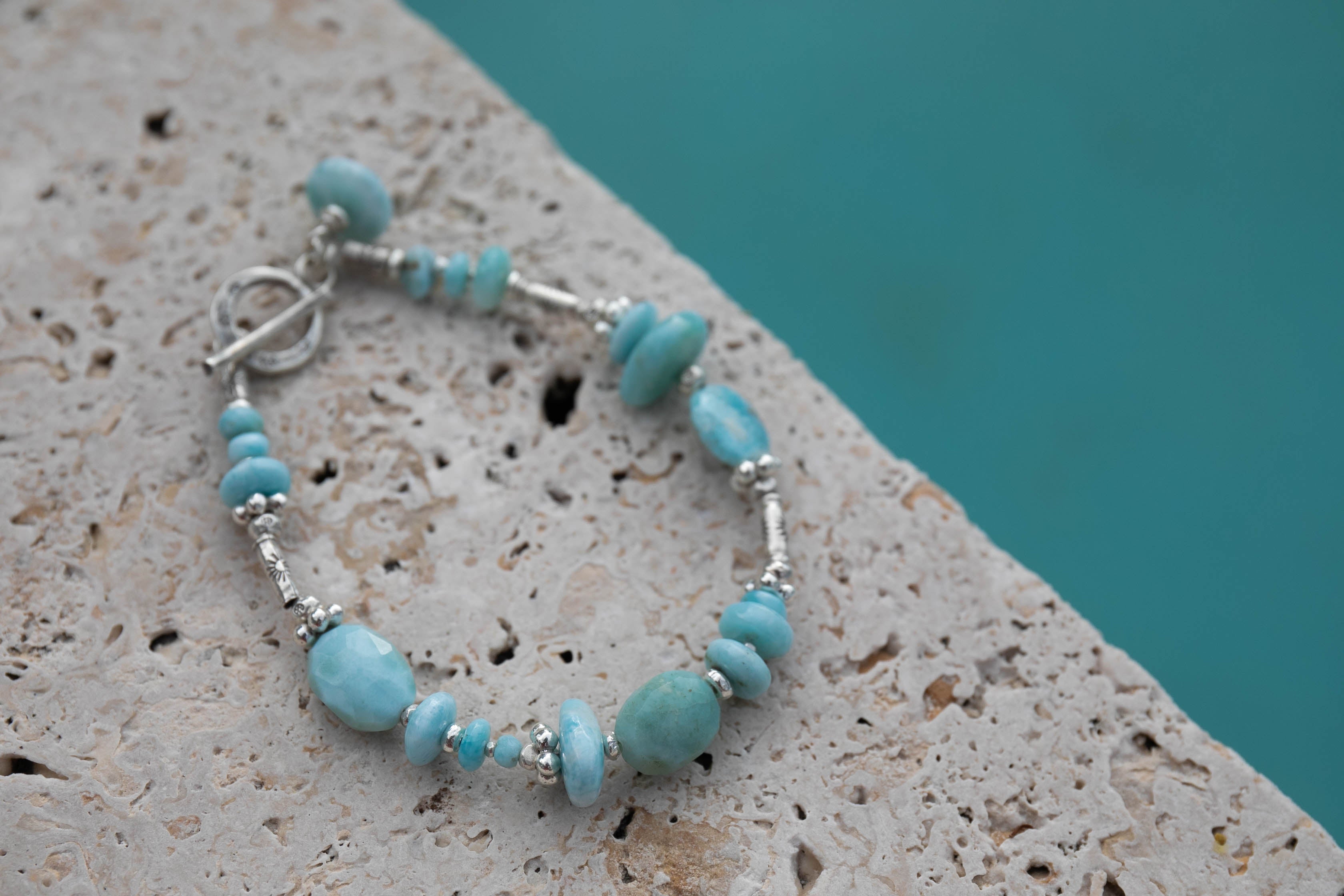 Larimar, Larimar Bracelet, Thai Silver, shops Hill Tribe Silver, Sterling,Boho, Beach,Calm and Serenity,Aids Communication, Earth Energy