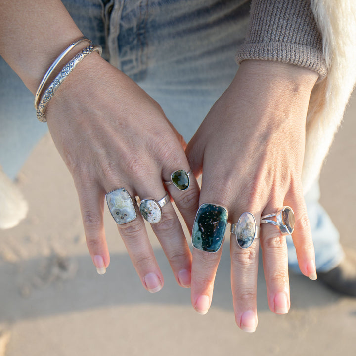 Ocean Jasper Ring in Sterling Silver - Size 6 US