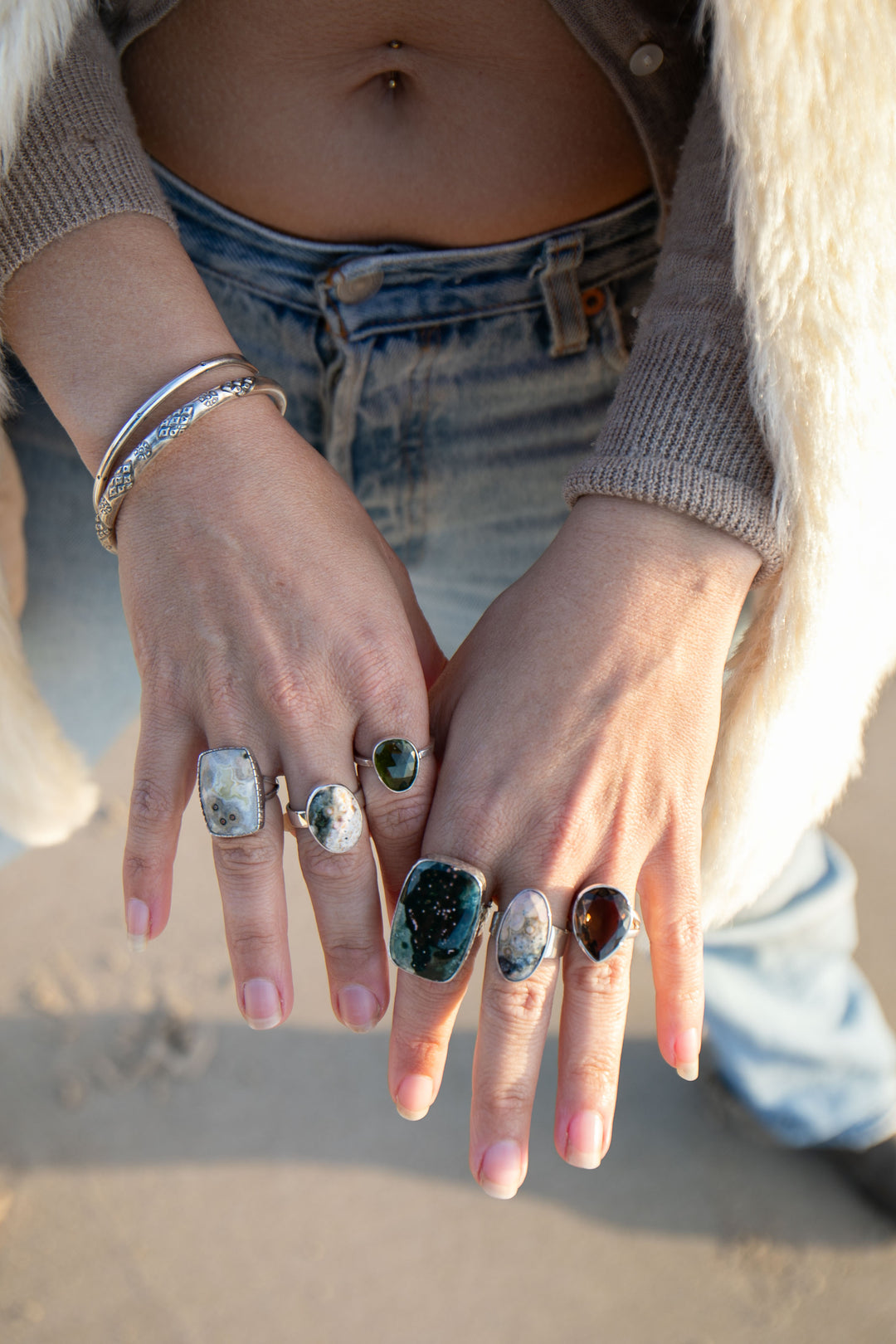 Ocean Jasper Ring in Sterling Silver - Size 6 US