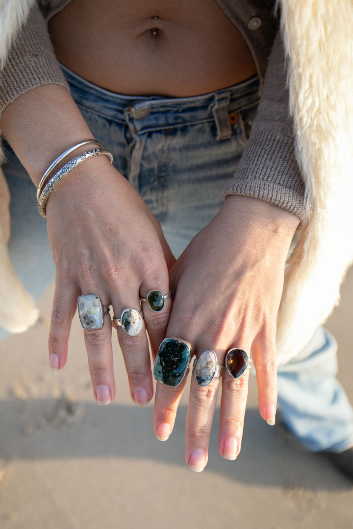 Ocean Jasper Ring in Sterling Silver - Size 6 US