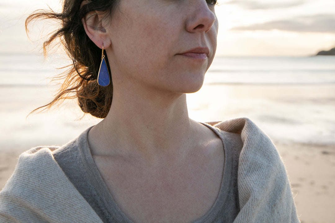Lapis Lazuli Earrings in 24k Gold Plated Sterling Silver