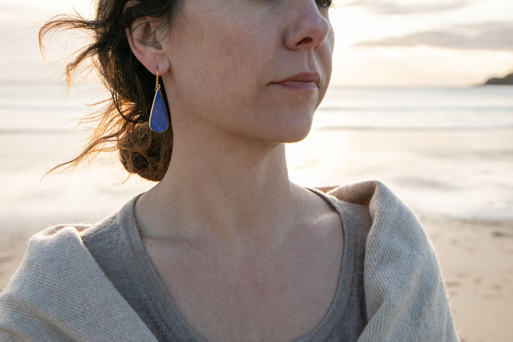 Lapis Lazuli Earrings in 24k Gold Plated Sterling Silver