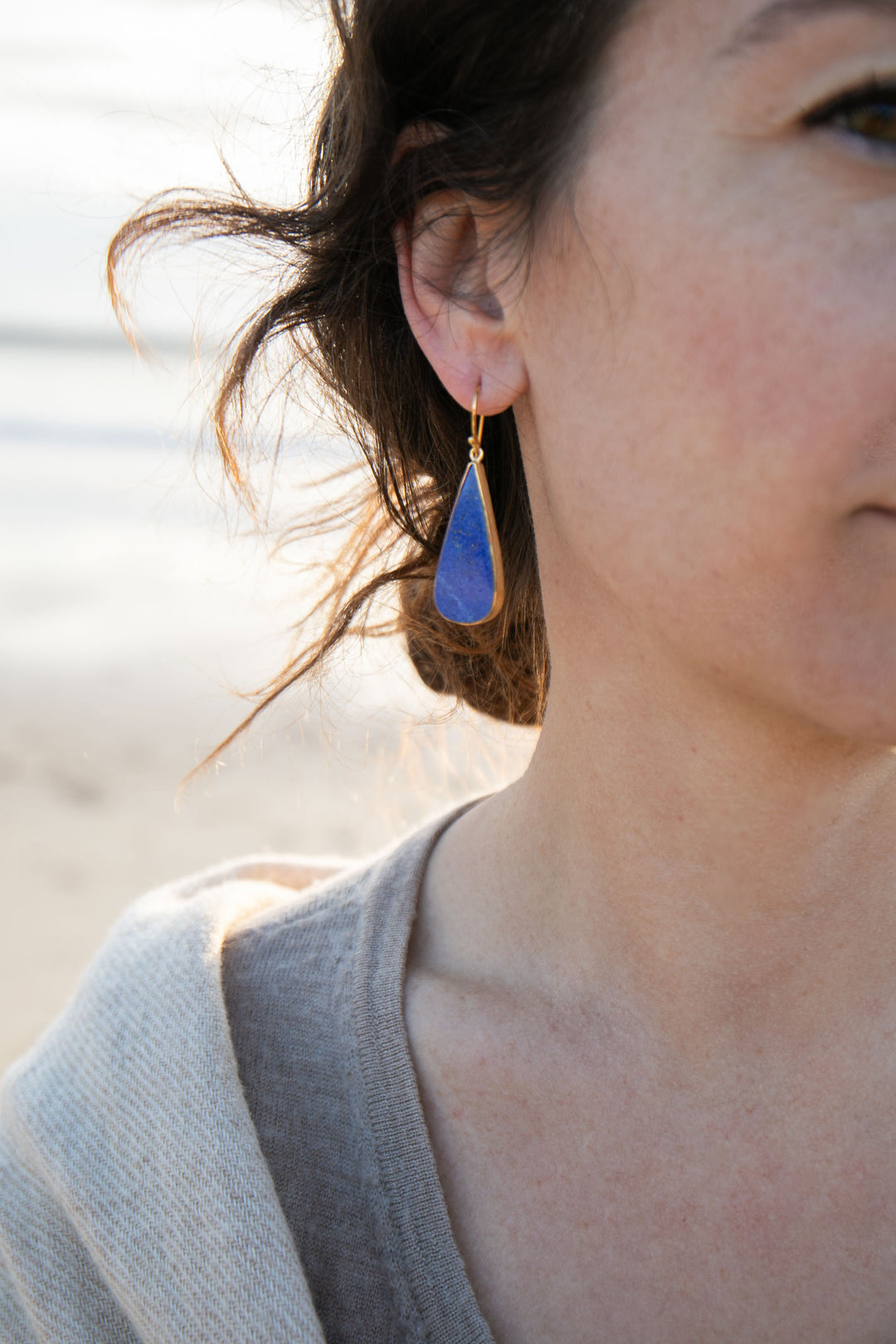 Lapis Lazuli Earrings in 24k Gold Plated Sterling Silver