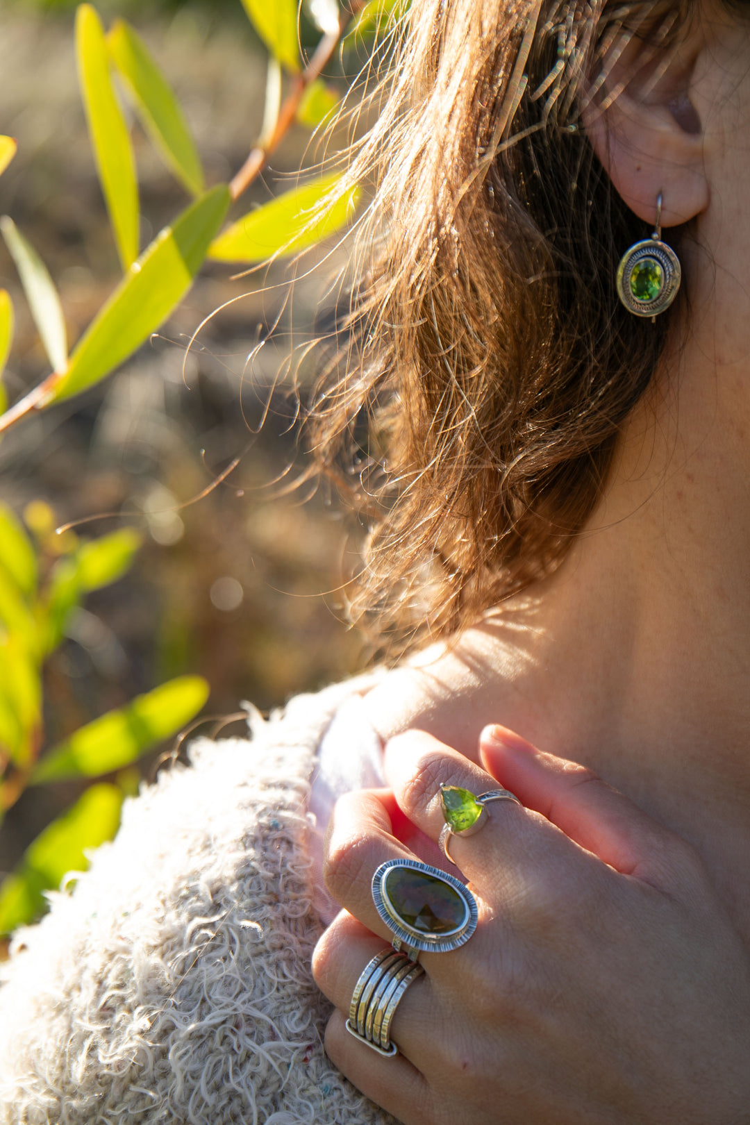 Faceted Teardrop Peridot Ring in Claw Sterling Silver - Size 7 US