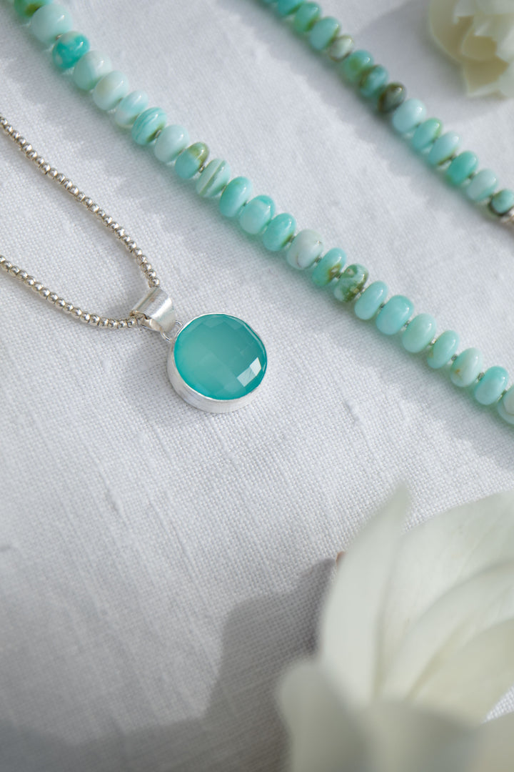 Chalcedony Pendant in Brushed Sterling Silver