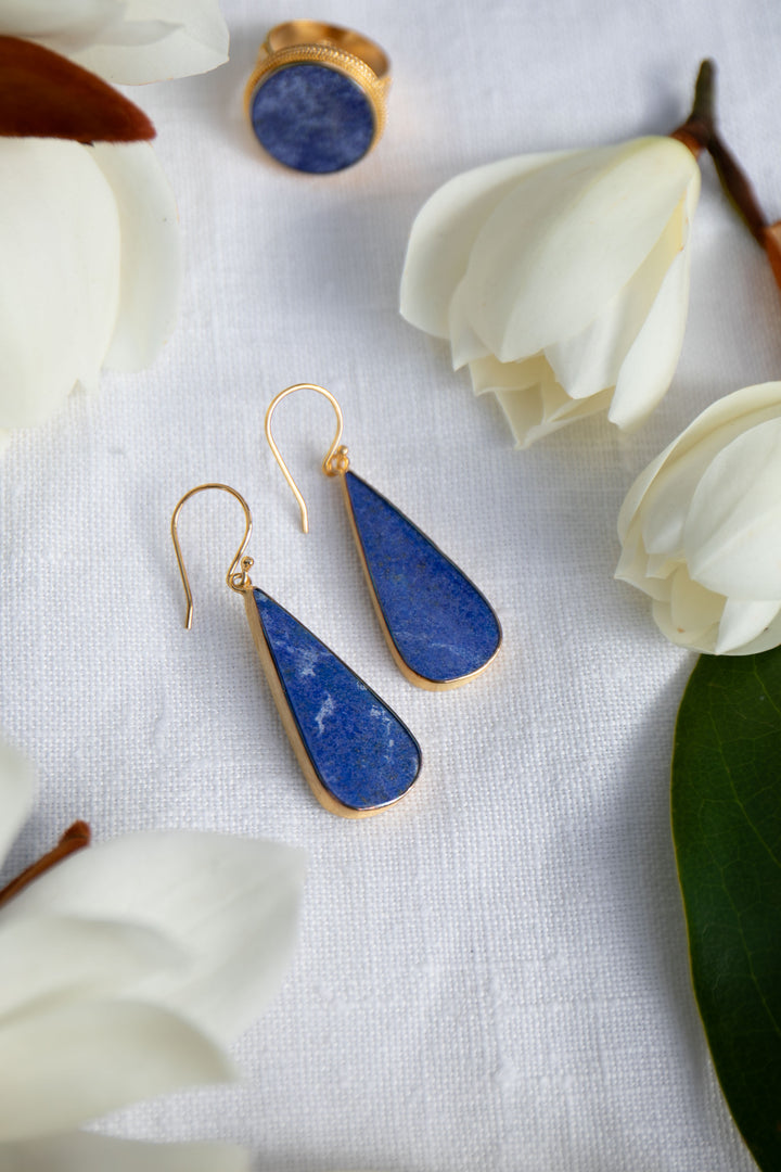 Lapis Lazuli Earrings in 24k Gold Plated Sterling Silver