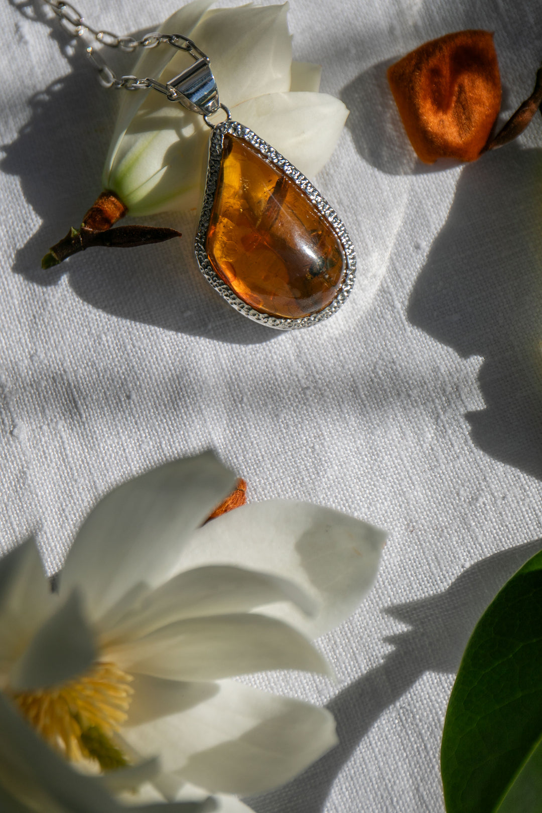 Statement Insect Amber Pendant Pendant in Unique Sterling Silver
