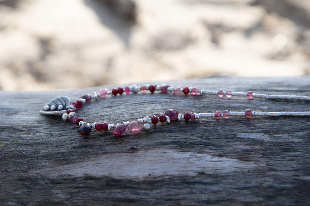 Ruby and Pink Tourmaline Necklace with Hill Tribe Silver