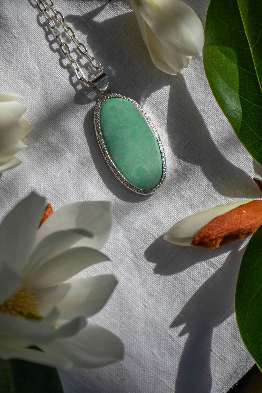 Statement Variscite Pendant in Bezel Sterling Silver Setting