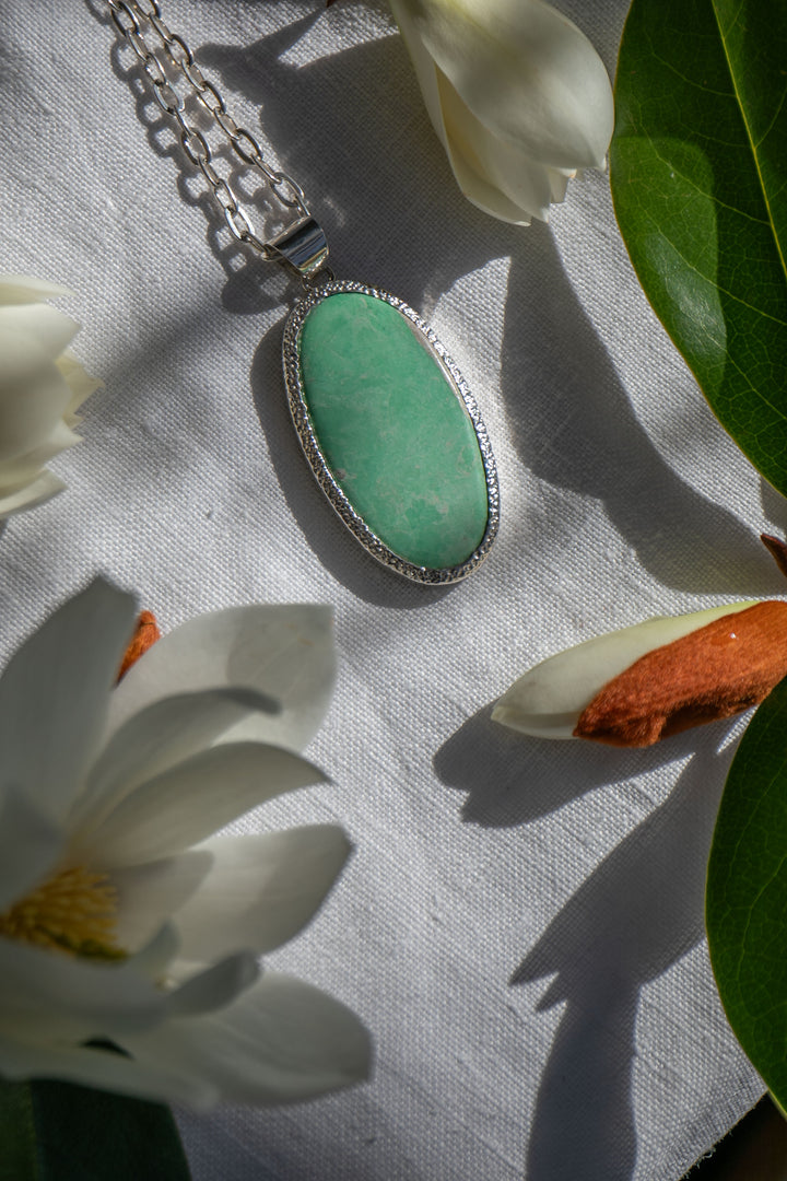 Statement Variscite Pendant in Bezel Sterling Silver Setting