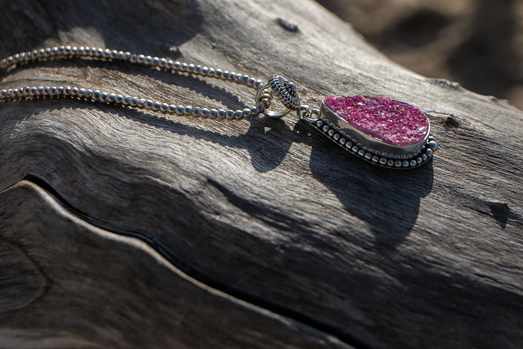 Cobalto Calcite Pendant in Unique Sterling Silver