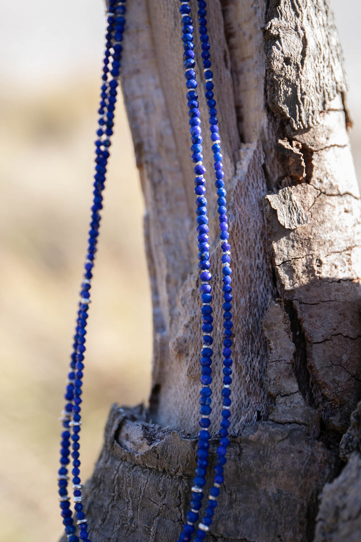 Double Lapis Lazuli Necklace with Lapis Pendant and Thai Hill Tribe Silver