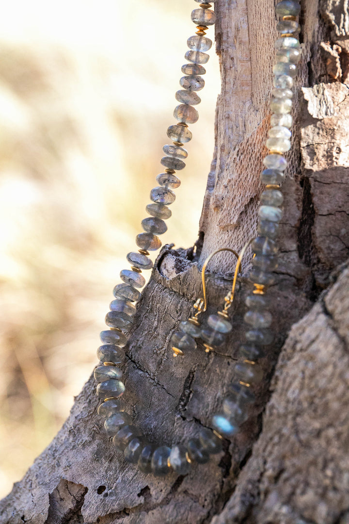 Labradorite and Gold Earrings