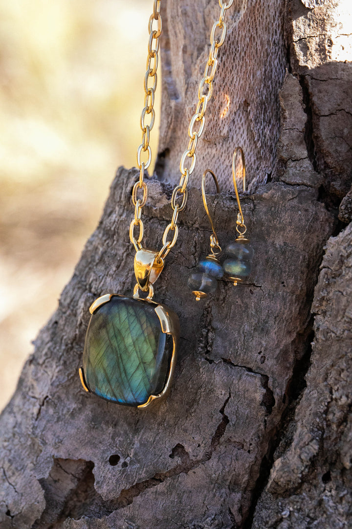 Labradorite Pendant set in Gold Plated Sterling Silver