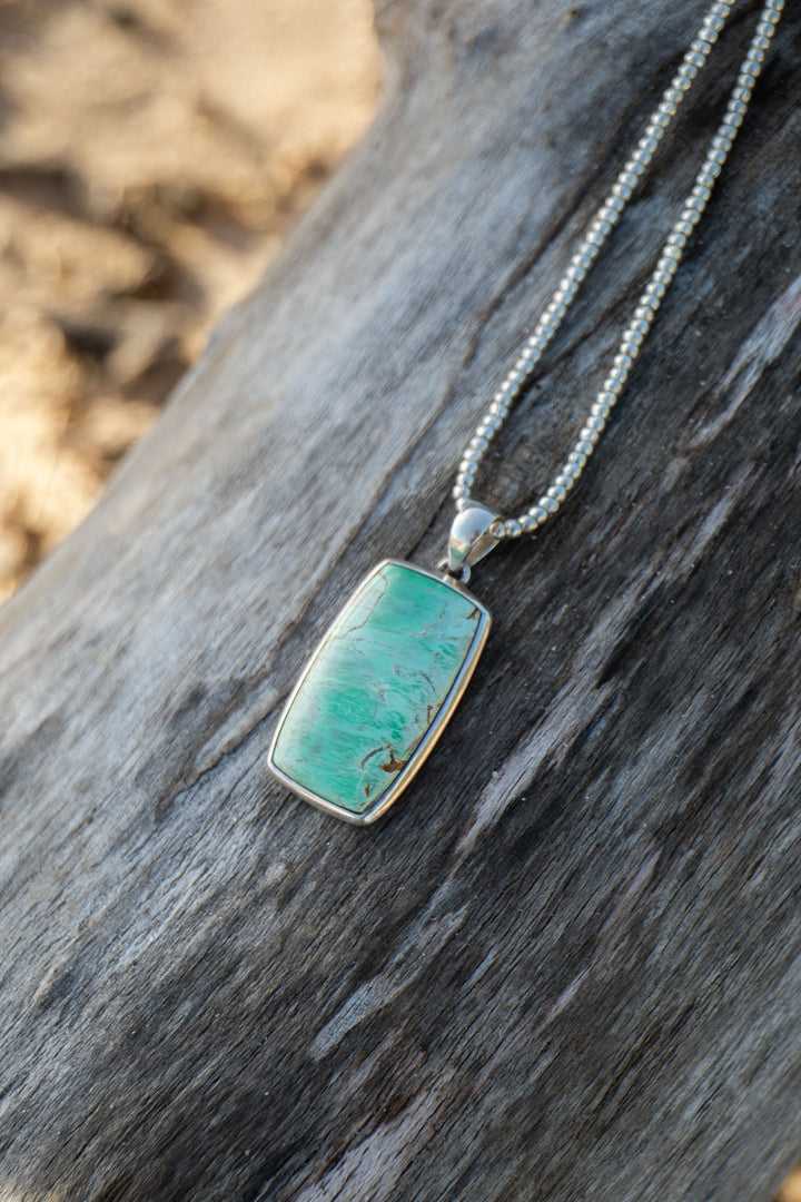 Statement Variscite Pendant in Bezel Sterling Silver Setting