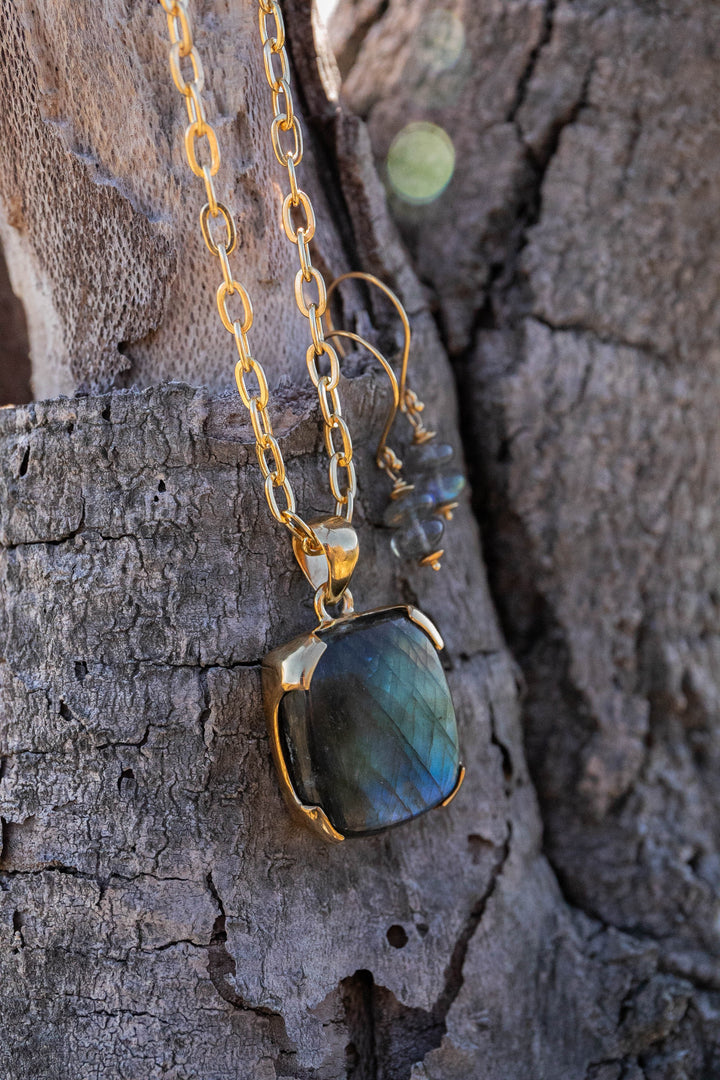 Reserved for Mimi** Labradorite Pendant set in Gold Plated Sterling Silver