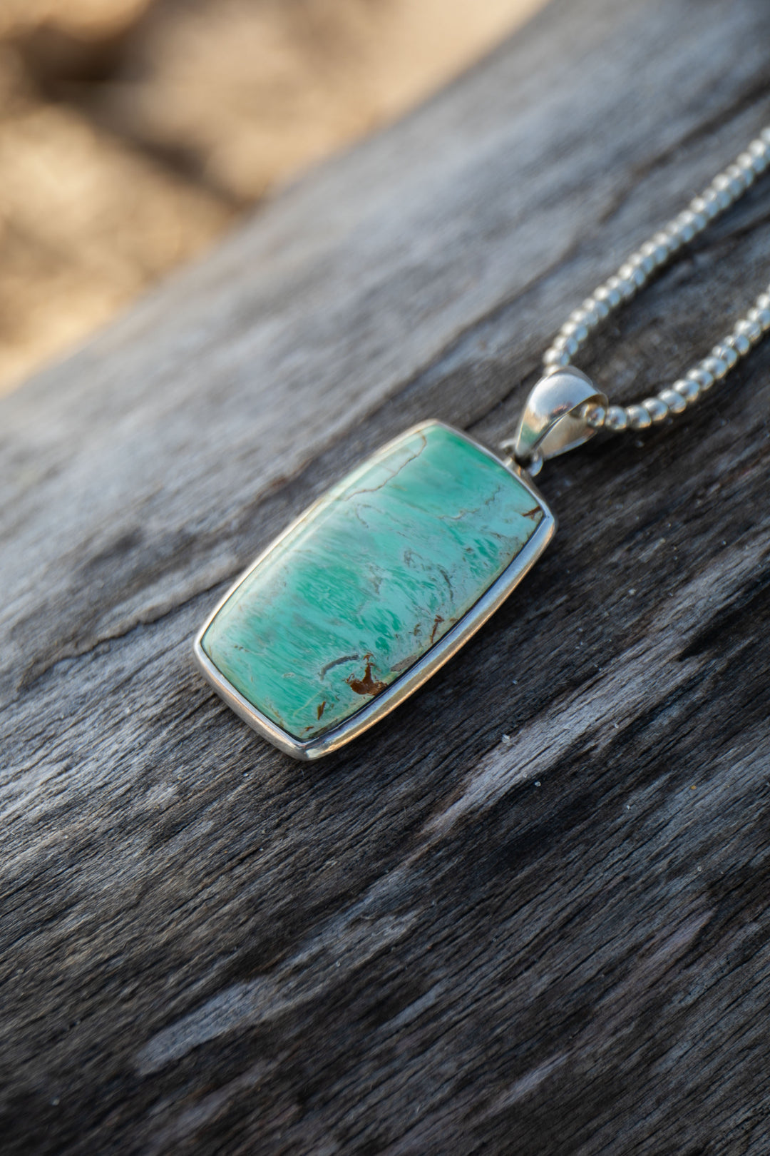 Statement Variscite Pendant in Bezel Sterling Silver Setting