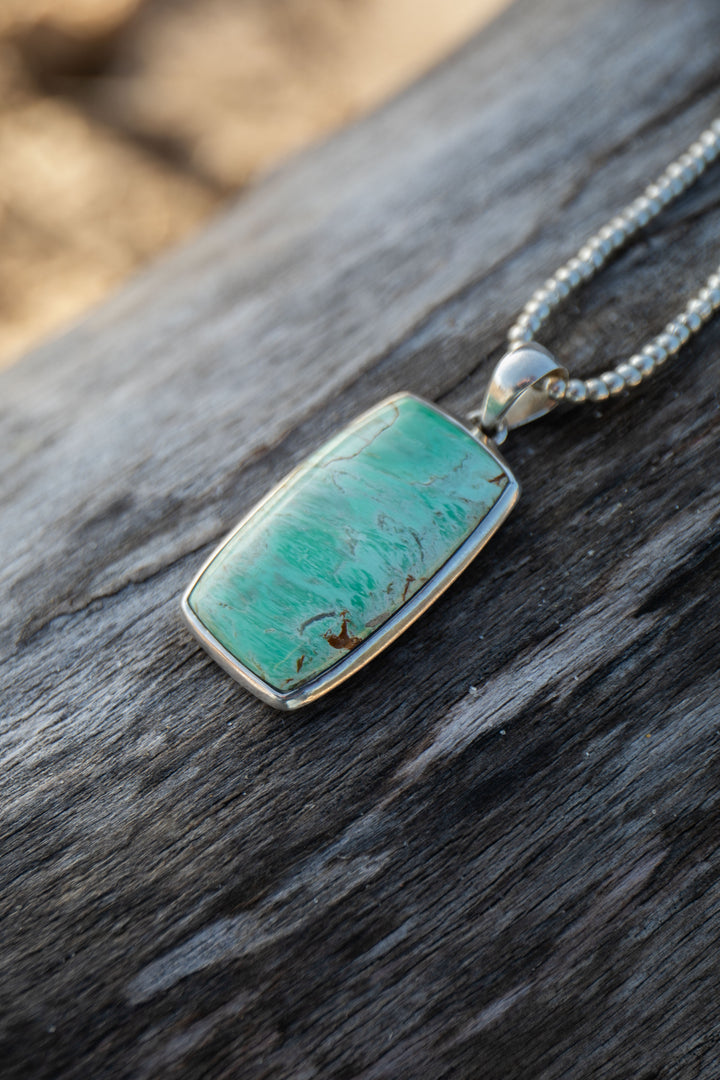 Statement Variscite Pendant in Bezel Sterling Silver Setting