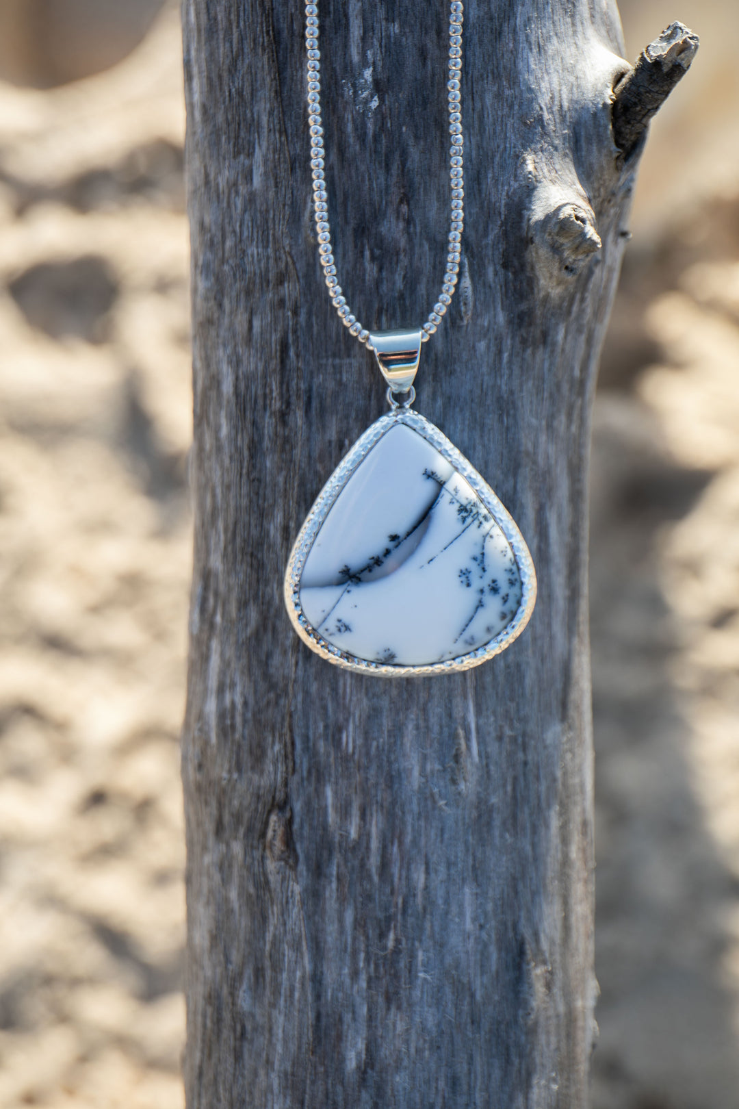 Statement Dendritic Agate Pendant set in Sterling Silver