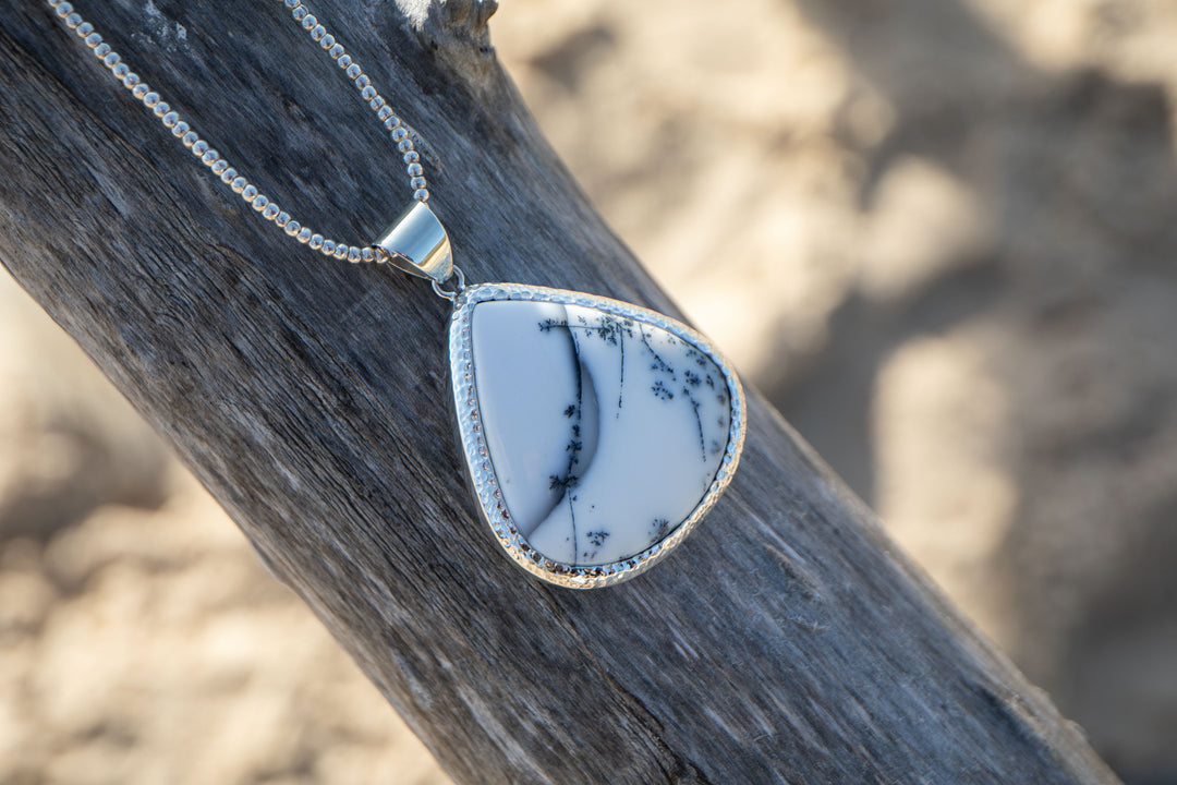 Statement Dendritic Agate Pendant set in Sterling Silver