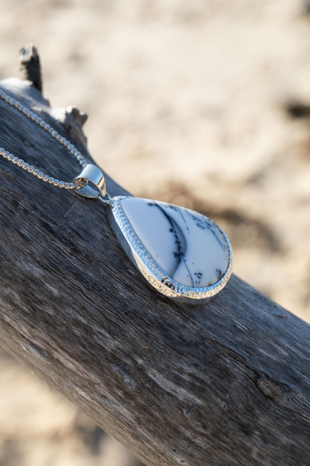 Statement Dendritic Agate Pendant set in Sterling Silver