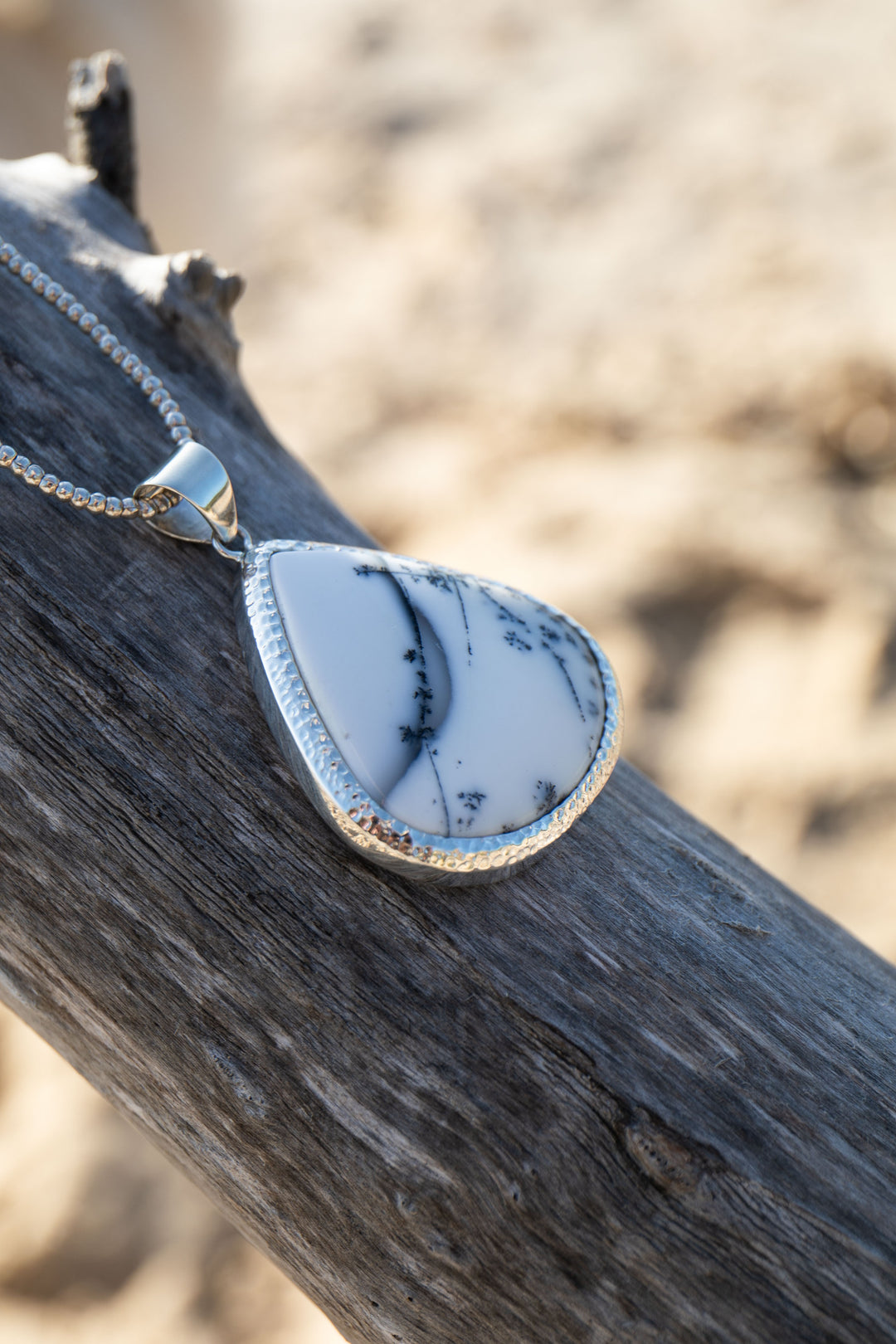 Statement Dendritic Agate Pendant set in Sterling Silver