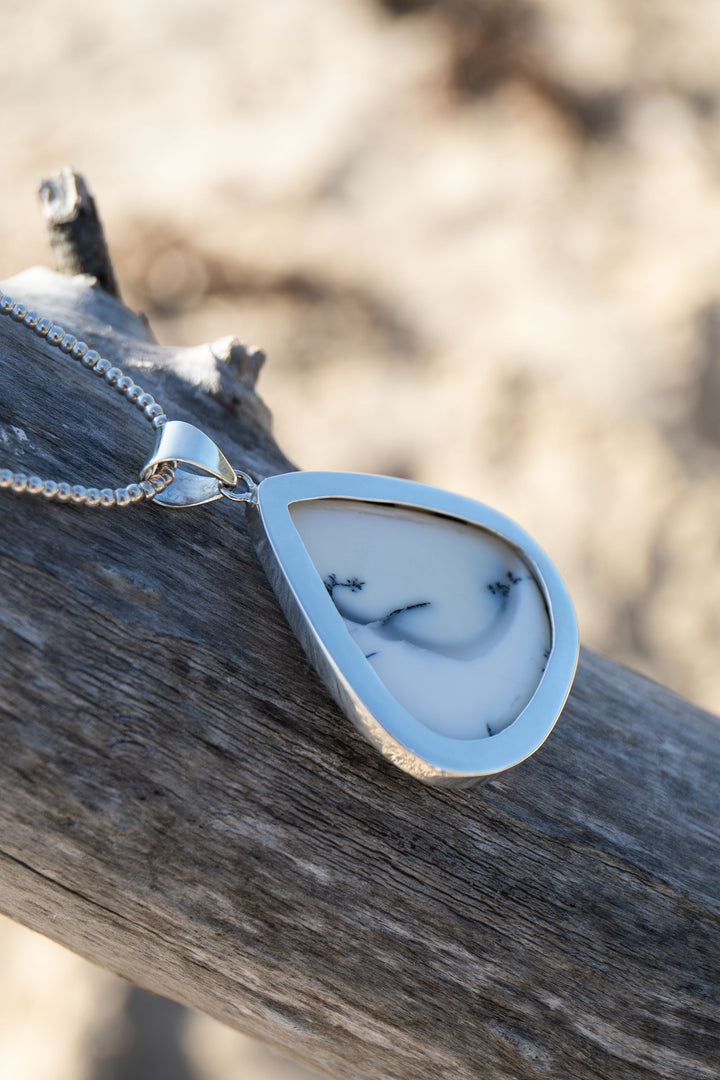 Statement Dendritic Agate Pendant set in Sterling Silver