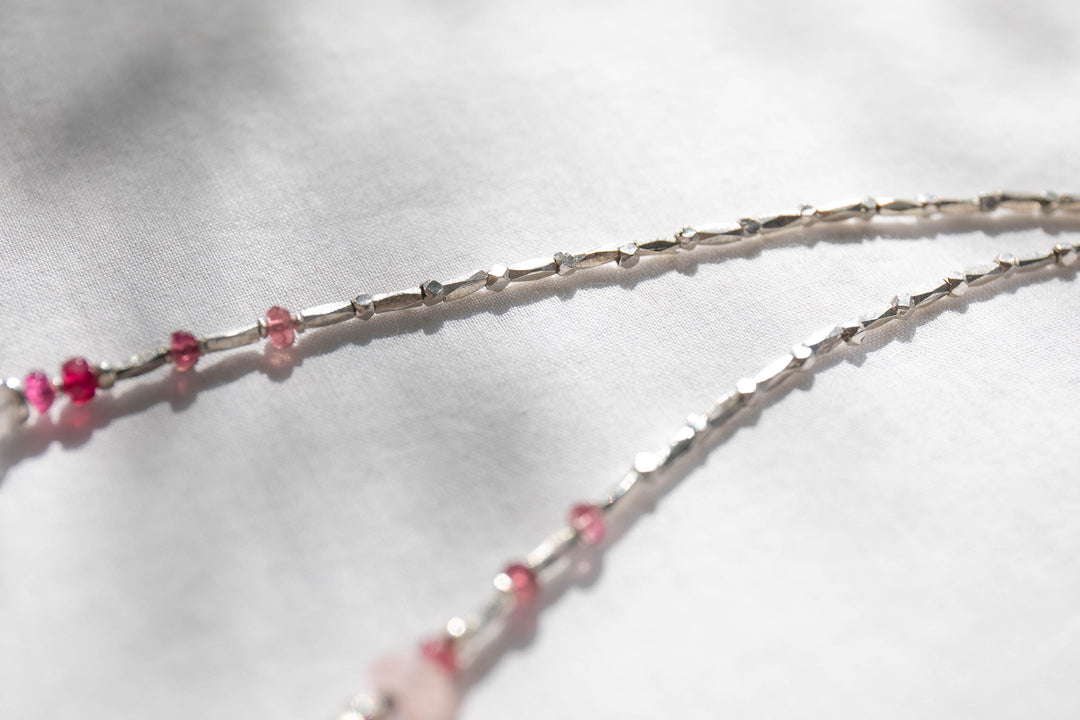 Pink Tourmaline and Rose Quartz Necklace