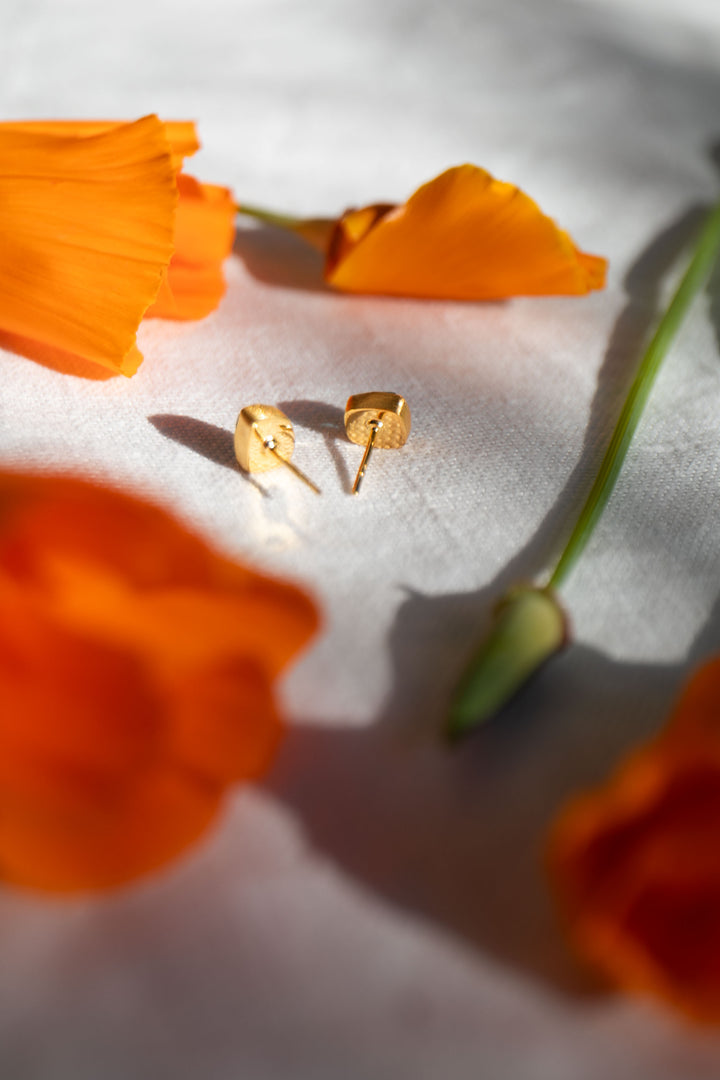 Rose Cut Apatite Stud Earrings in 24k Gold Plated Sterling Silver